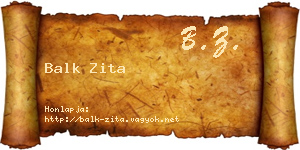 Balk Zita névjegykártya